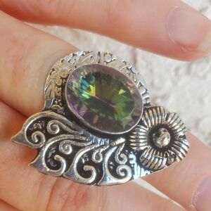 New Mystic Topaz 925 Silver Ring.